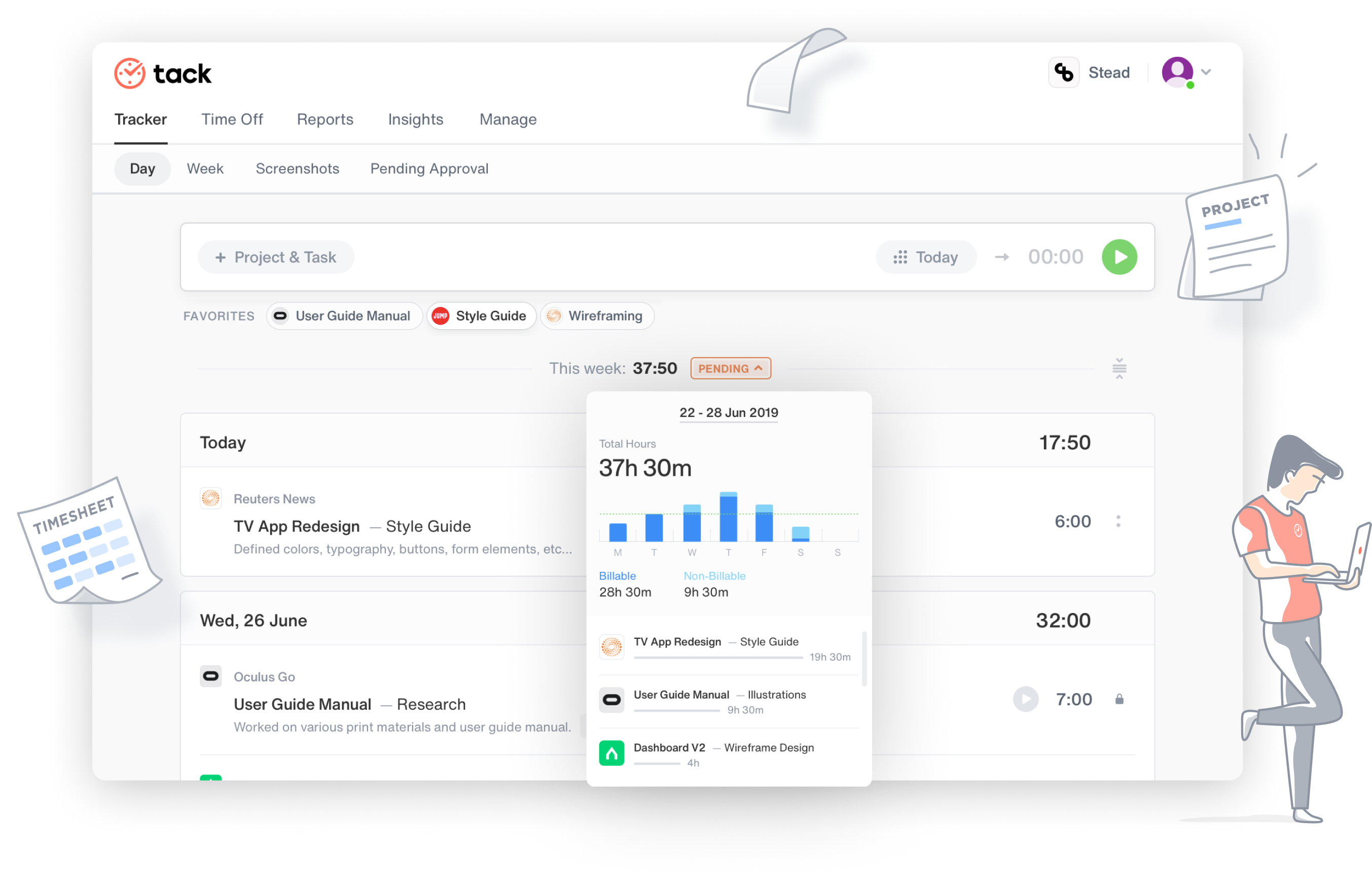 Tack Free time tracking app